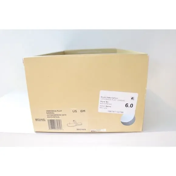 Michael Kors Veronica Flat Thong Sandals Double Strap MK Logo Brown Size 6 - Picture 8 of 9